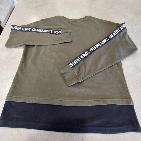 MAX Women's Typographic Print Crew Neck Long Sleeves Sweatshirt Olive/Black SML - Picture 3 of 13